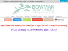 Tablet Screenshot of bowmananimalhospital.com